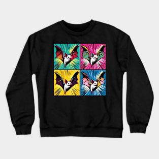 Night Wings Unleashed: Pop Art Bat Extravaganza Crewneck Sweatshirt